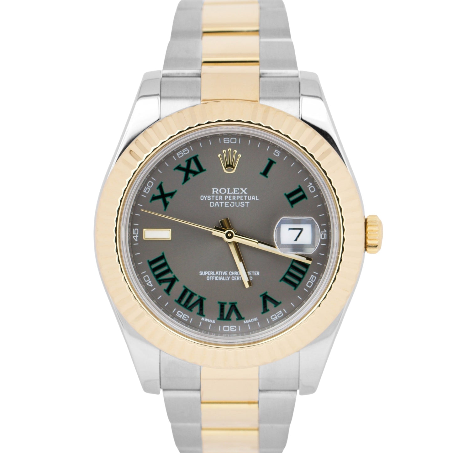 MINT PAPERS Rolex Datejust II 2 WIMBLEDON Roman 18K Gold Steel 41mm 116333 B+P
