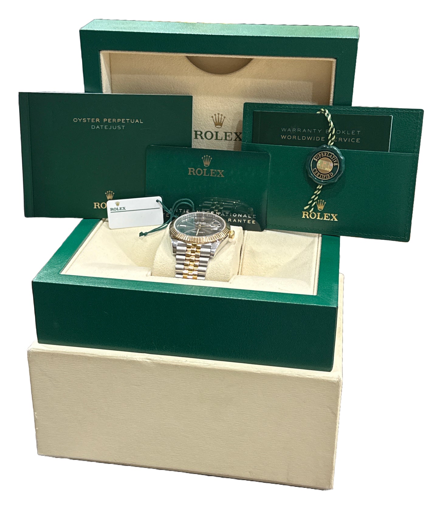 MINT PAPERS Rolex DateJust 41mm WIMBLEDON 18K Gold JUBILEE Fluted 126333 BOX