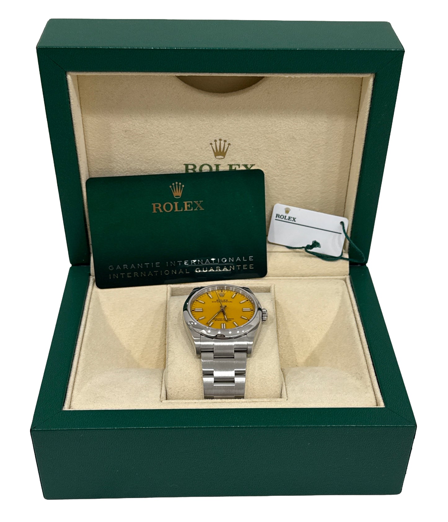 2022 PAPERS Rolex Oyster Perpetual YELLOW Stainless Steel 36mm Watch 126000 BOX