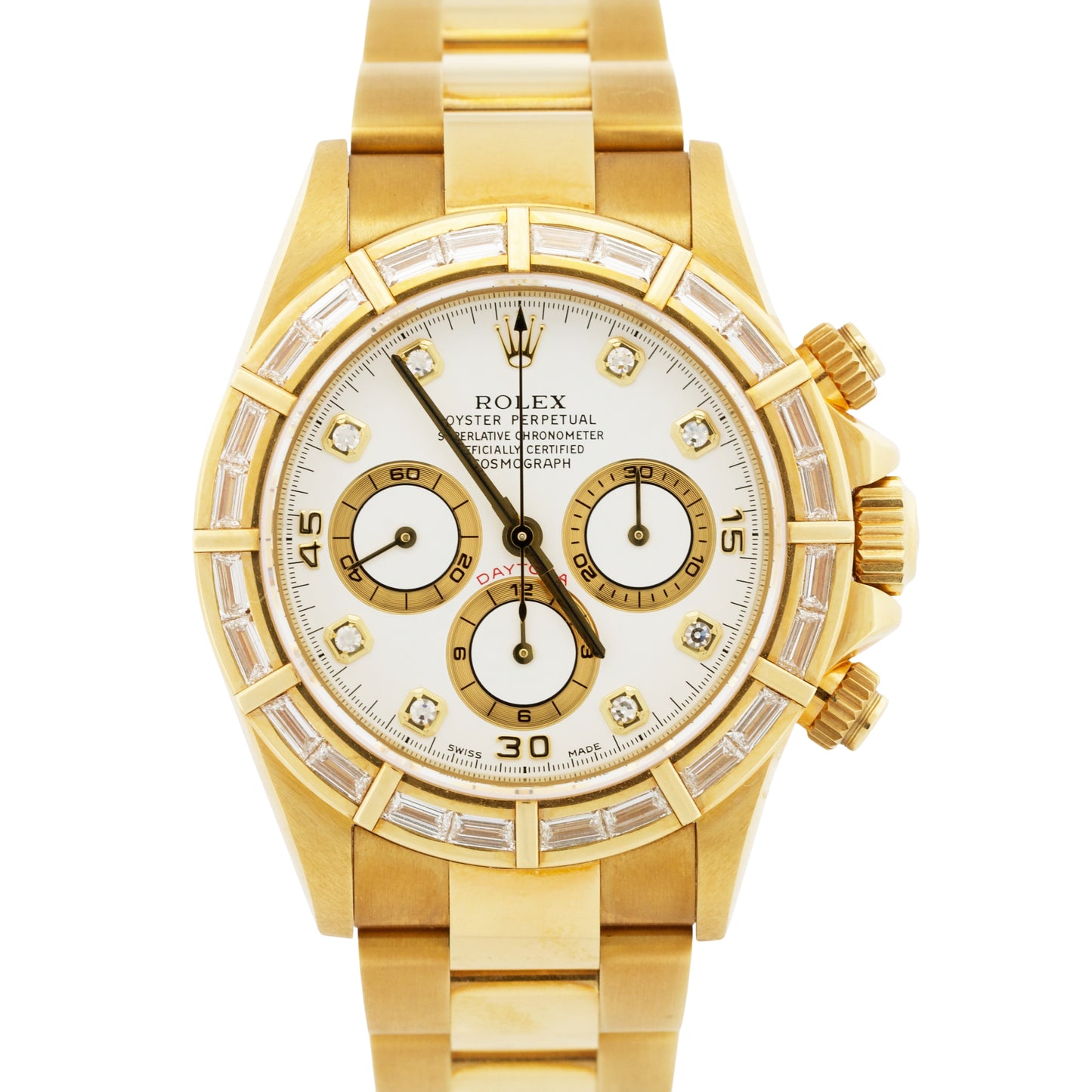 1999 TOP CONDITION PAPERS Rolex Daytona FACTORY BAGUETTE 18K GOLD 16568 BOX
