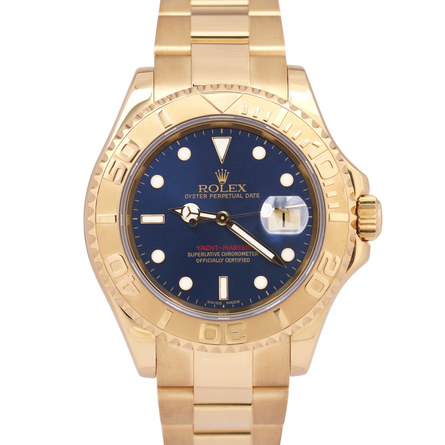 MINT Rolex Yacht-Master 40 YM1 BLUE 18K Yellow 40mm NO-HOLES Oyster 16628 Watch
