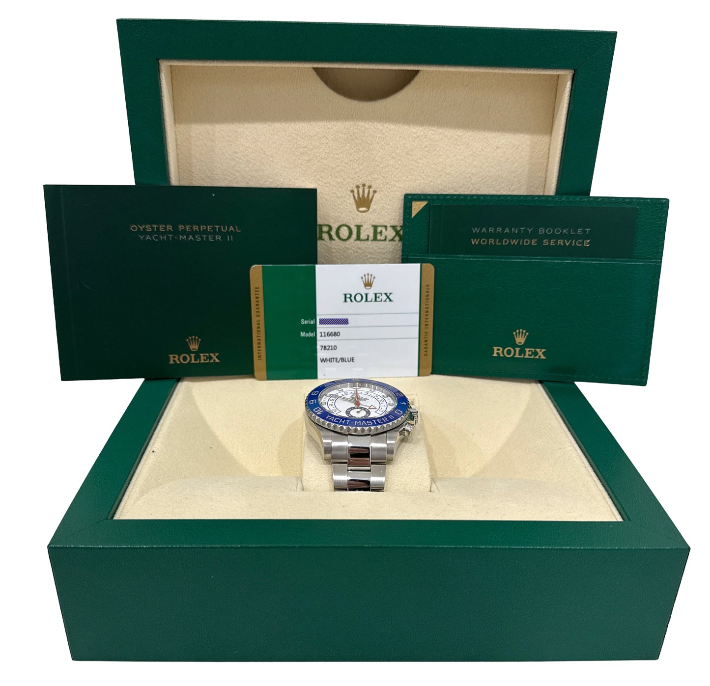 PAPERS Rolex Yacht-Master II NEW HANDS 44mm Blue 116680 Stainless YM2 Watch BOX