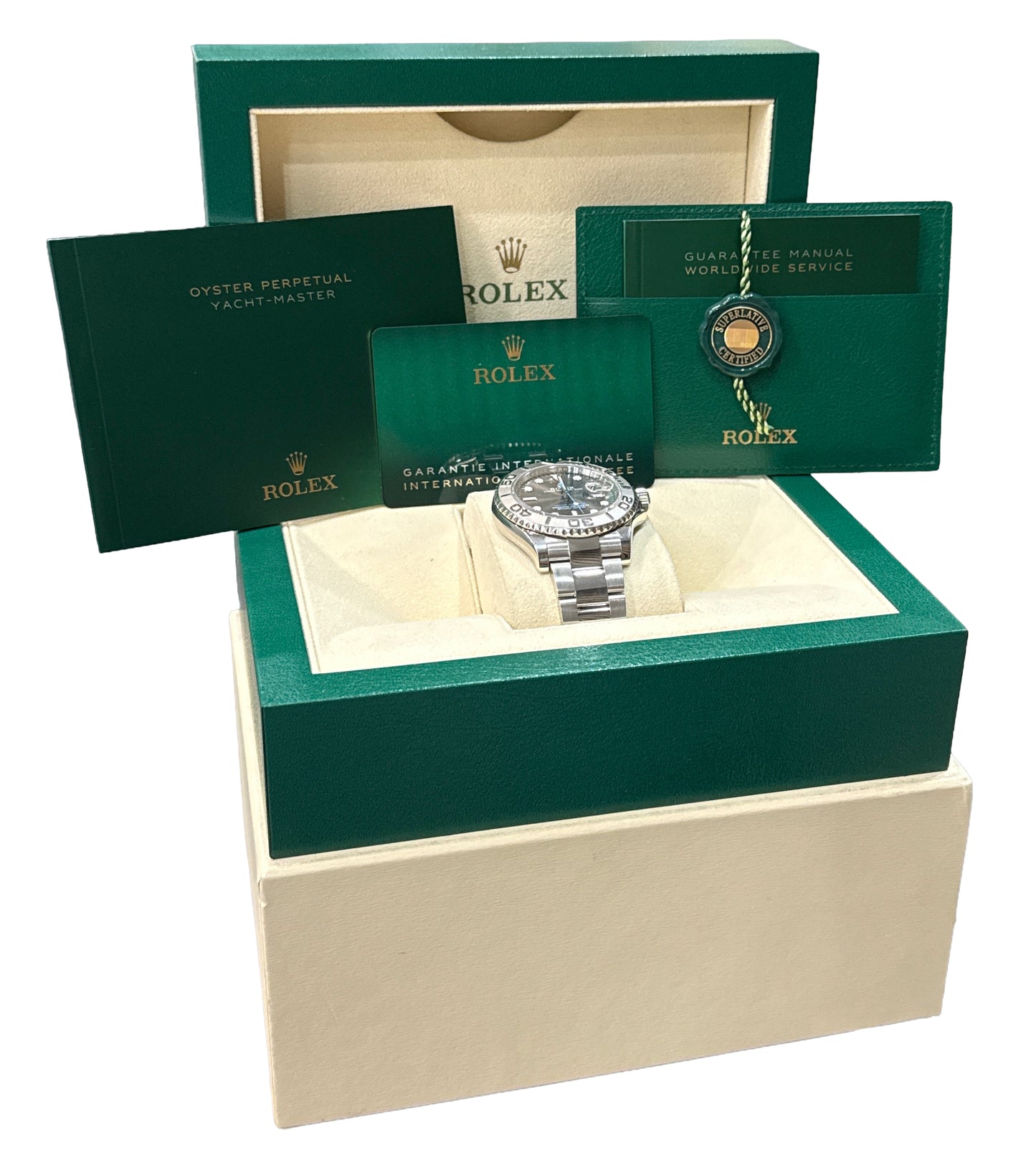 2020 PAPERS Rolex Yacht-Master Steel Platinum RHODIUM 40mm 126622 YM1 Watch BOX
