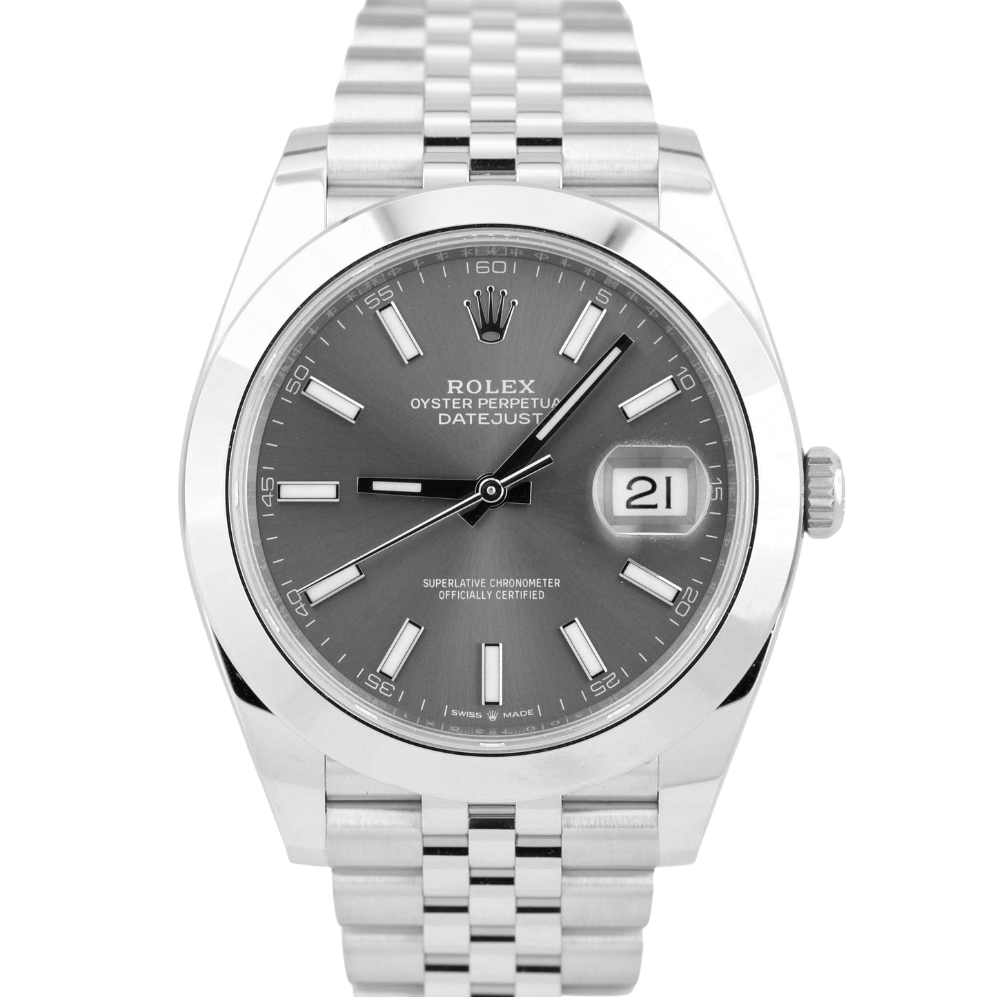 MINT PAPERS Rolex DateJust 41 RHODIUM Stainless Steel JUBILEE 41mm 126300 BOX