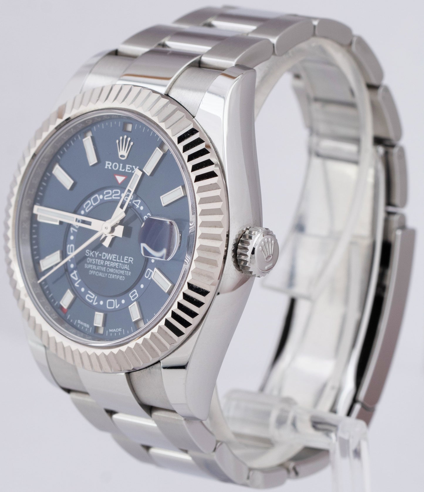 2021 Rolex Sky-Dweller Stainless Steel White Gold BLUE DIAL 42mm Watch 326934