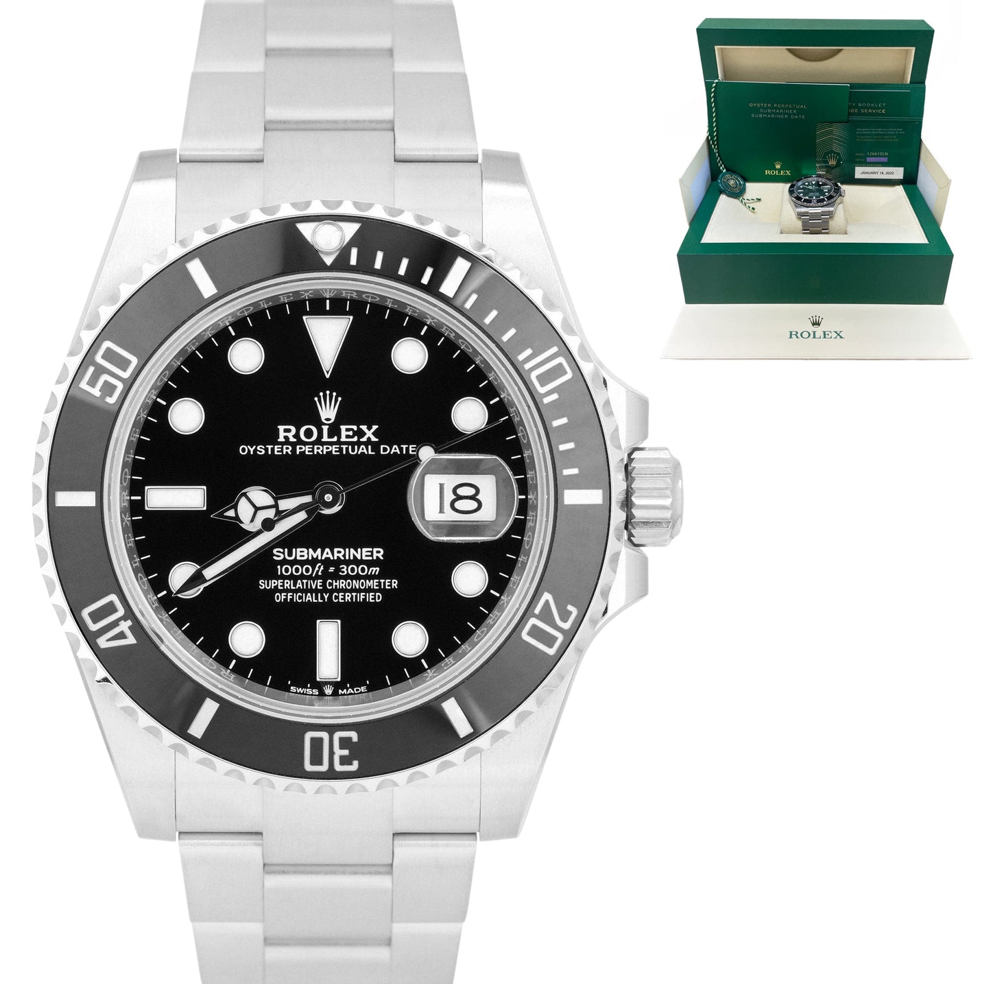 BRAND NEW 2022 Rolex Submariner Date 41 Stainless Black Ceramic 126610 LN B+P