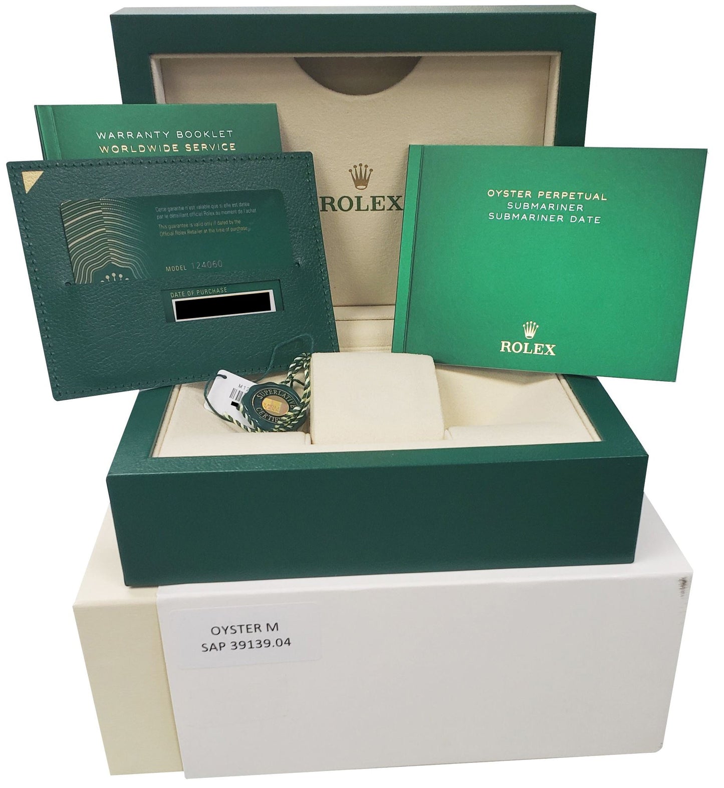 MINT NEW CARD Rolex Submariner 41mm No-Date Black Ceramic Watch 124060LN B+P