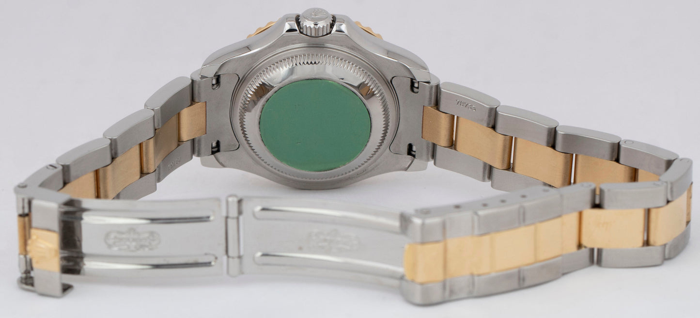 Ladies Rolex Yacht-Master PAPERS 29mm 18K Gold Champagne Steel Watch 69623 B+P