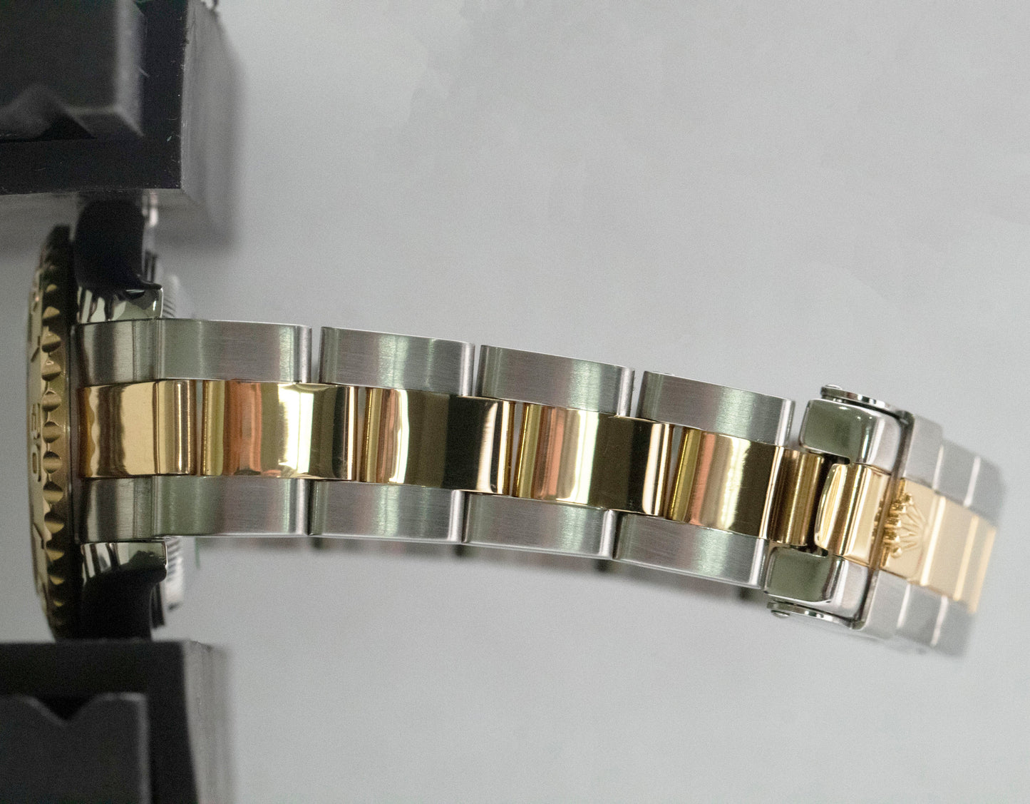 Ladies Rolex Yacht-Master PAPERS 29mm 18K Gold Champagne Steel Watch 69623 B+P