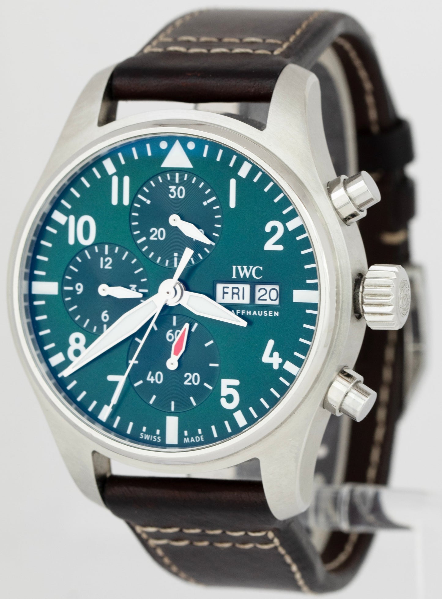 IWC Pilot's Watch Chronograph Green Stainless Steel 41mm Watch IW388103 CARD