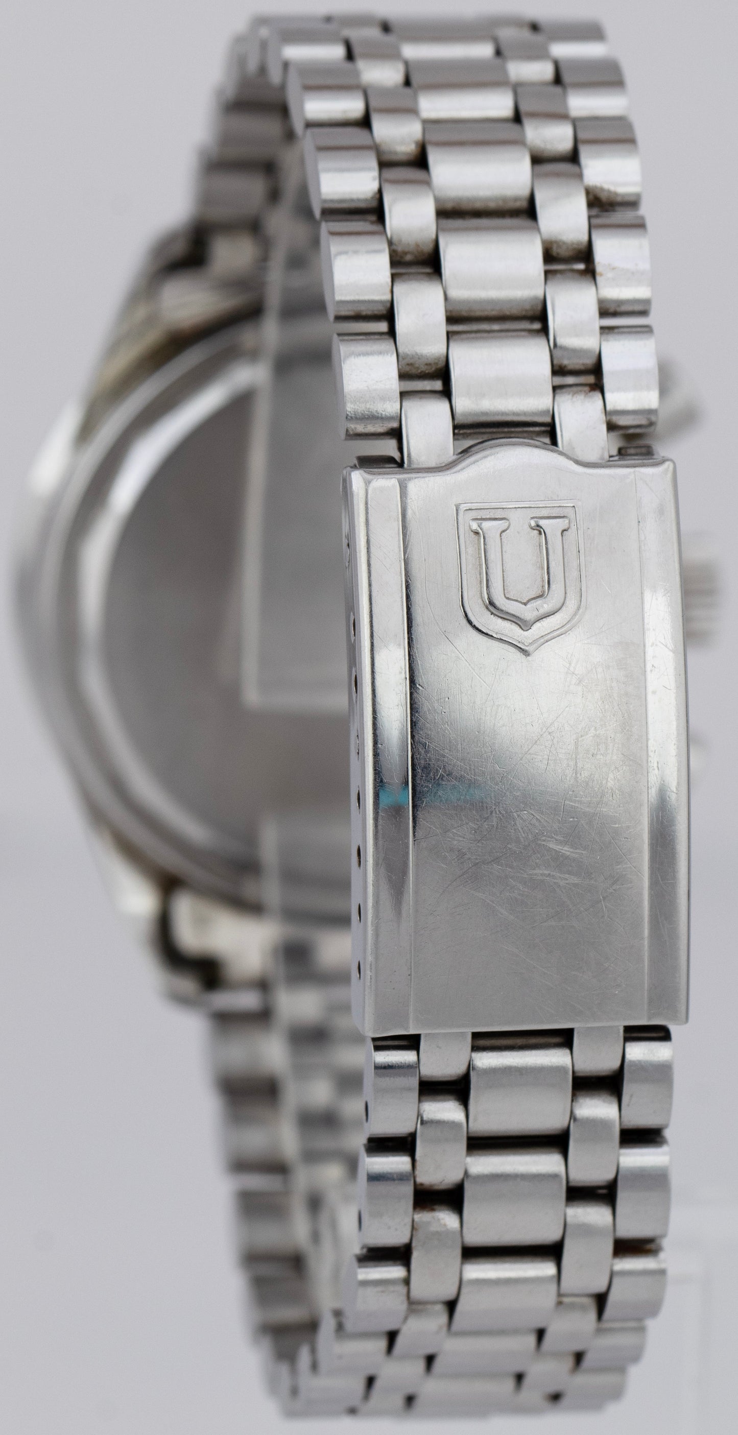 Universal Geneve Compax Nina Rindt Blue Stainless Steel 36mm Watch 885.107