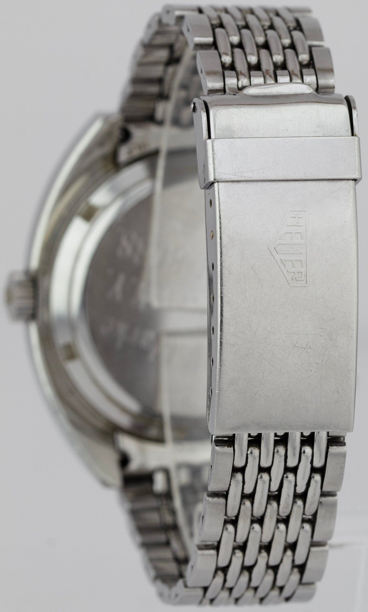 RARE 1971 Vintage Heuer Autavia Jo Siffert White Chronograph 42mm Steel 1163 B+P