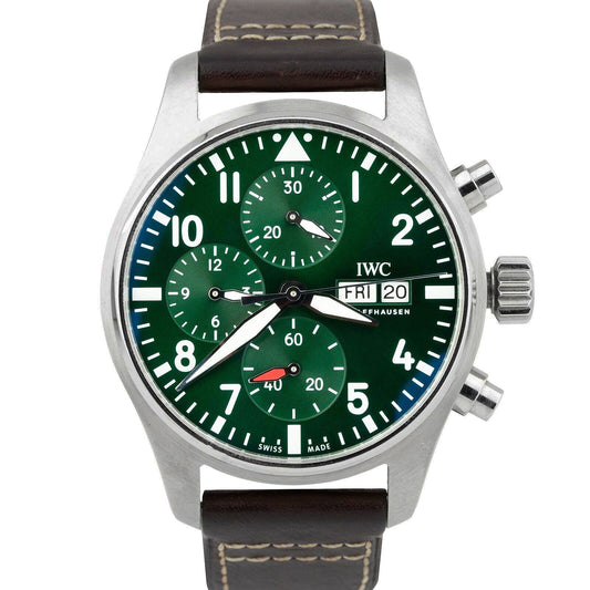 IWC Pilot's Watch Chronograph Green Stainless Steel 41mm Watch IW388103 CARD