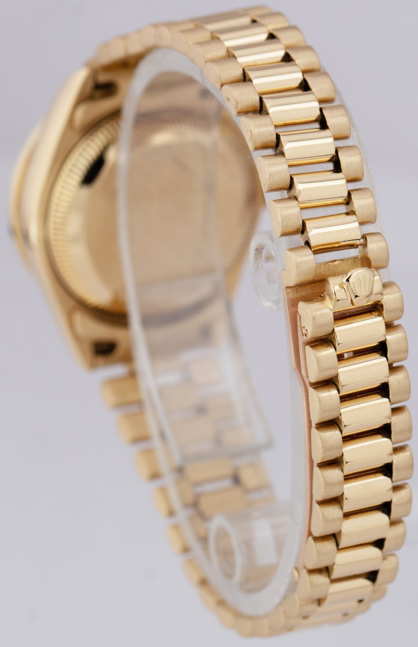 Rolex DateJust President 26 Champagne DIAMOND BEZEL Yellow Gold Watch 69178 BOX
