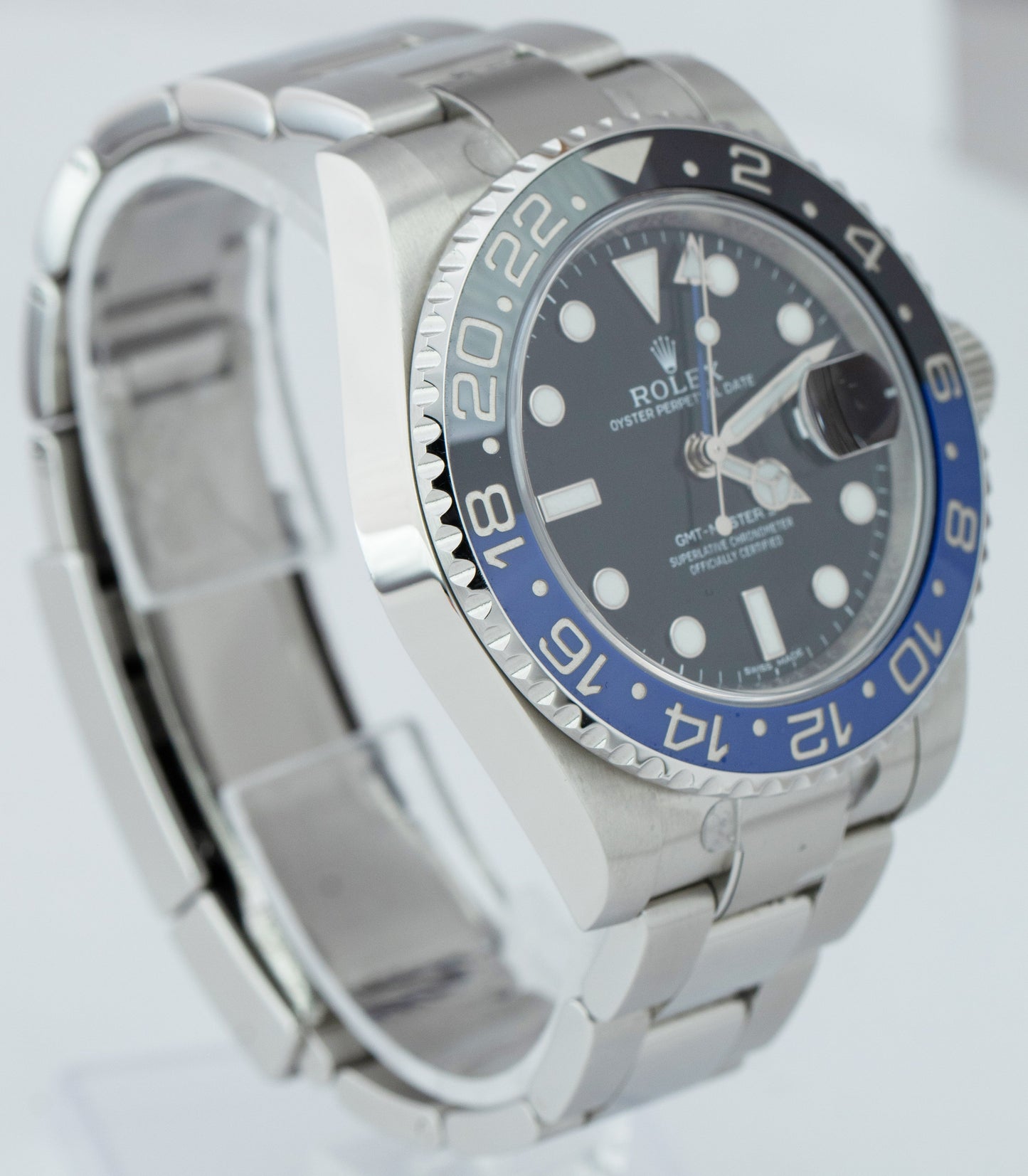 STICKERED 2014 Rolex GMT-Master II Batman Blue Black 40mm Watch 116710 BLNR B+P
