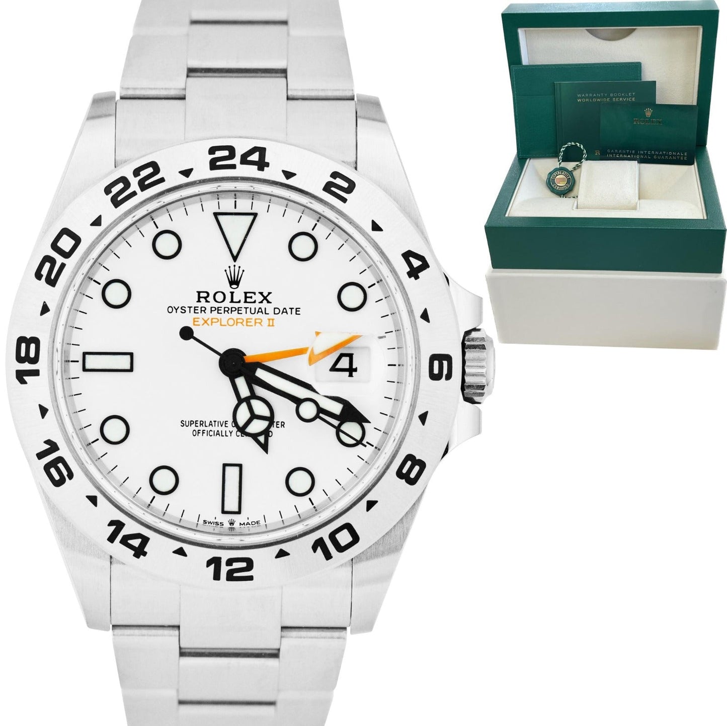 NEW 2023 Rolex Explorer II Polar White Steel GMT Date 226570 42mm Watch BOX CARD