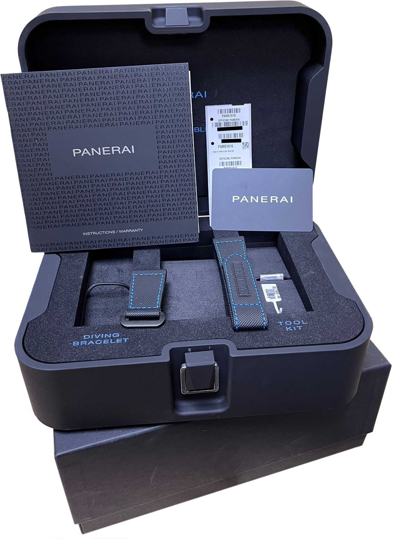 Panerai Submersible PAM 1616 Carbotech Carbon 47mm Black Blue Watch PAM01616 B+P