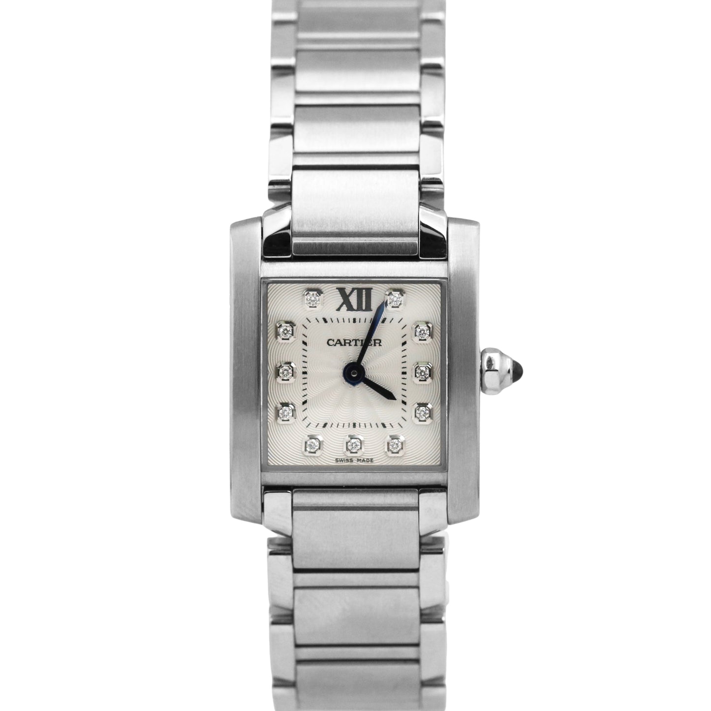 Ladies Cartier Tank Française DIAMOND Stainless Swiss Quartz 3217 WE110006 Watch