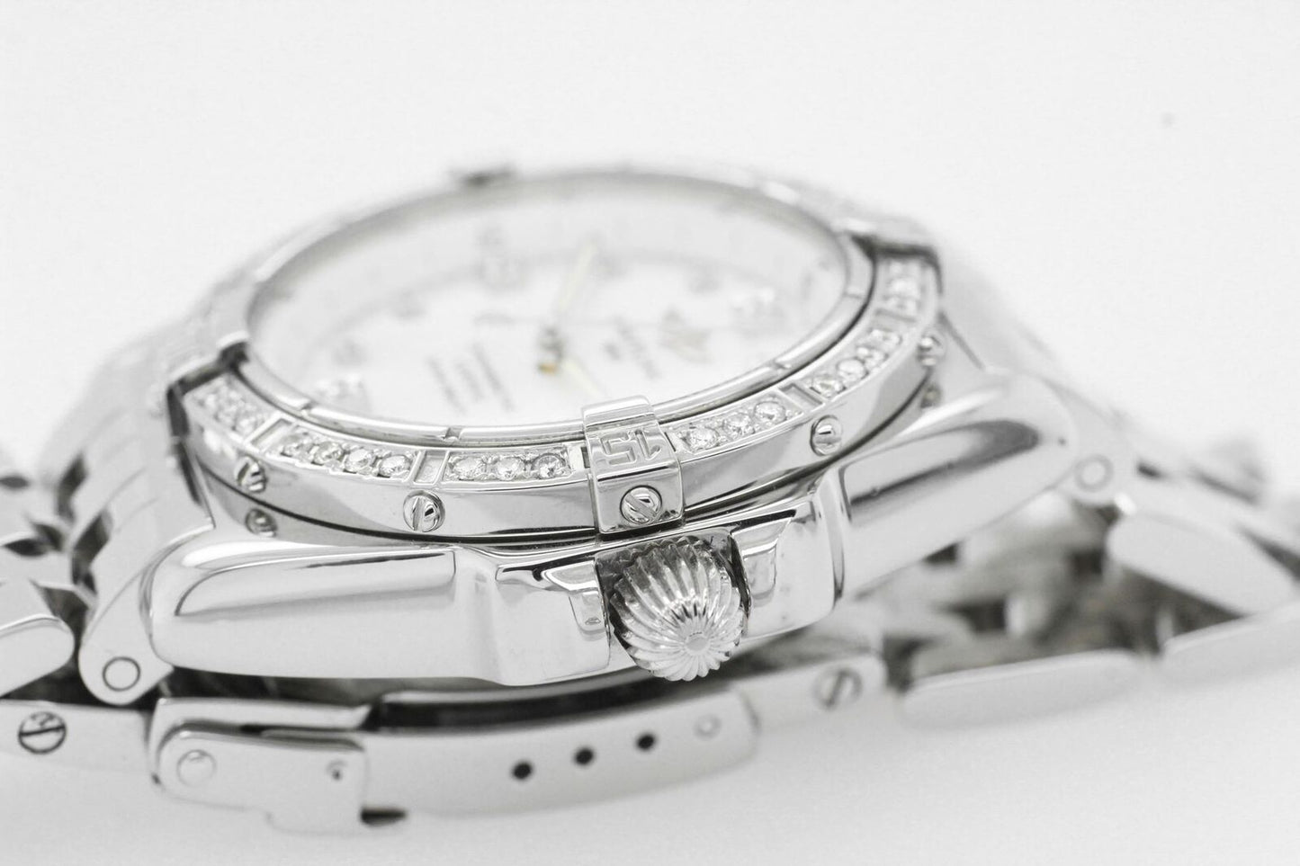 Breitling Callistino A77346 34mm Stainless Steel MOP Dial Diamond Bezel Watch