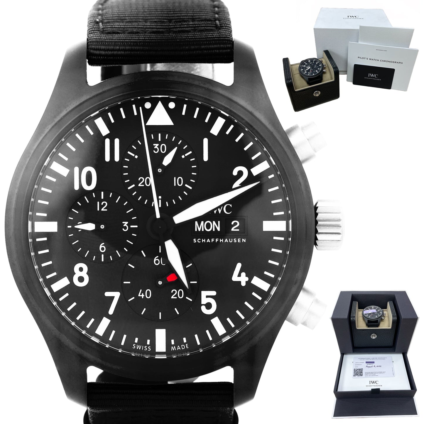 2022 IWC Pilot TOP GUN Chronograph Ceramic Black IW389101 44.5mm Watch BP