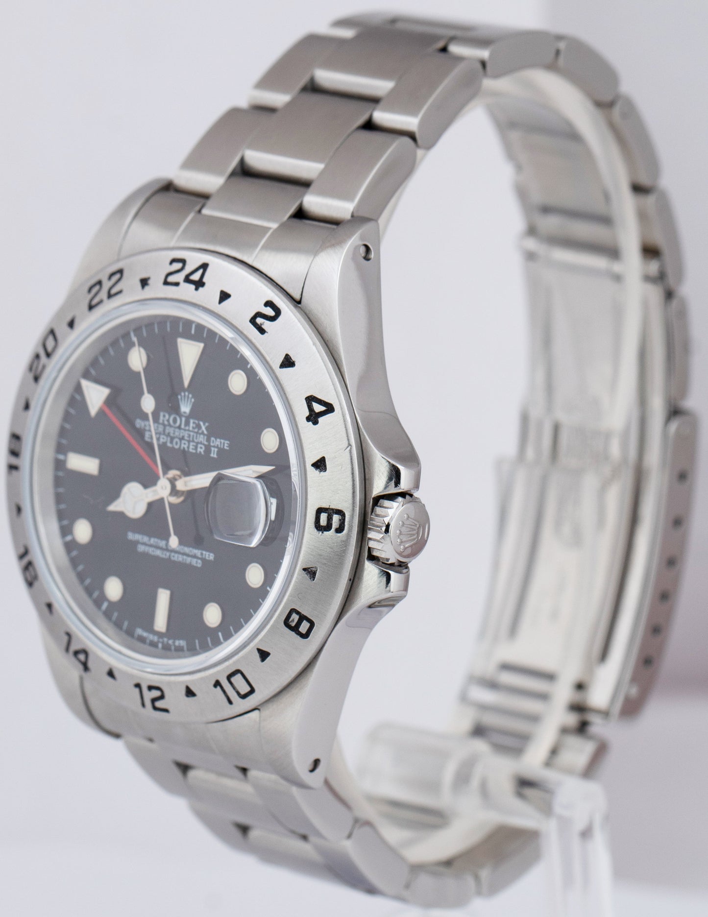 Rolex Explorer II Stainless Steel Black 40mm GMT Date Watch 16570 N-Serial