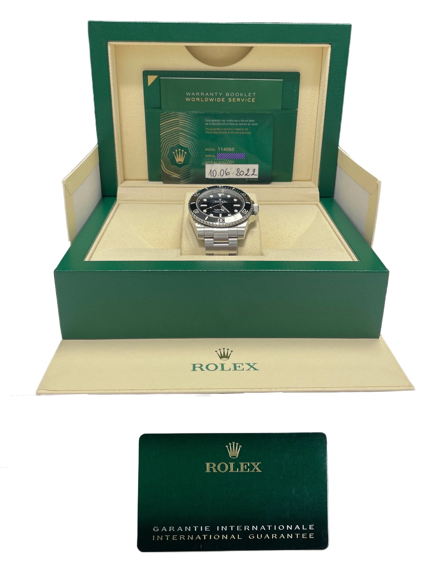RARE 2022 NEW CARD Rolex Submariner 114060 Ceramic 40mm No-Date Stainless Watch