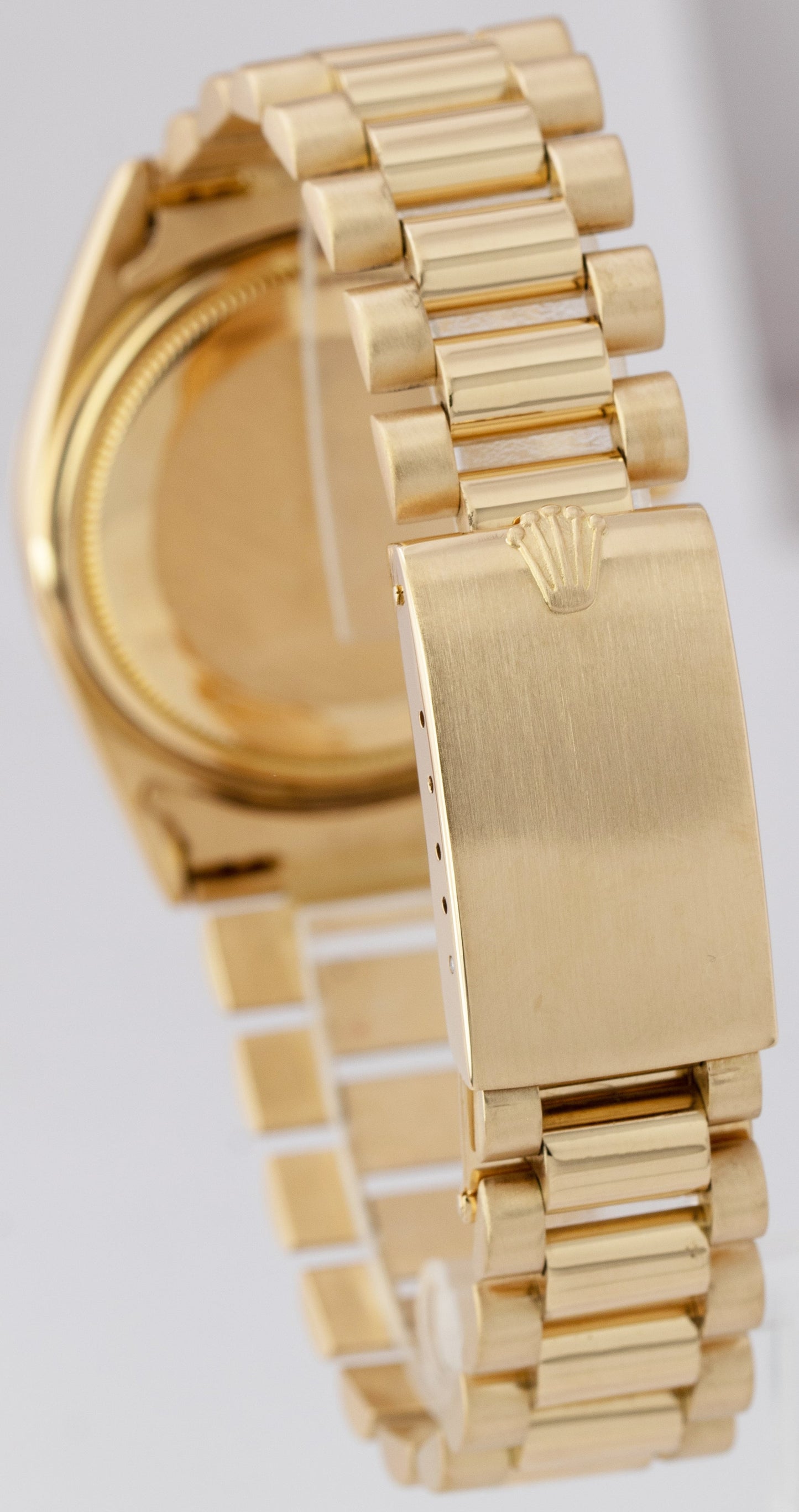 Rolex Day-Date President Gray Silver Pie Pan 18K Yellow Gold 36mm Watch 1807