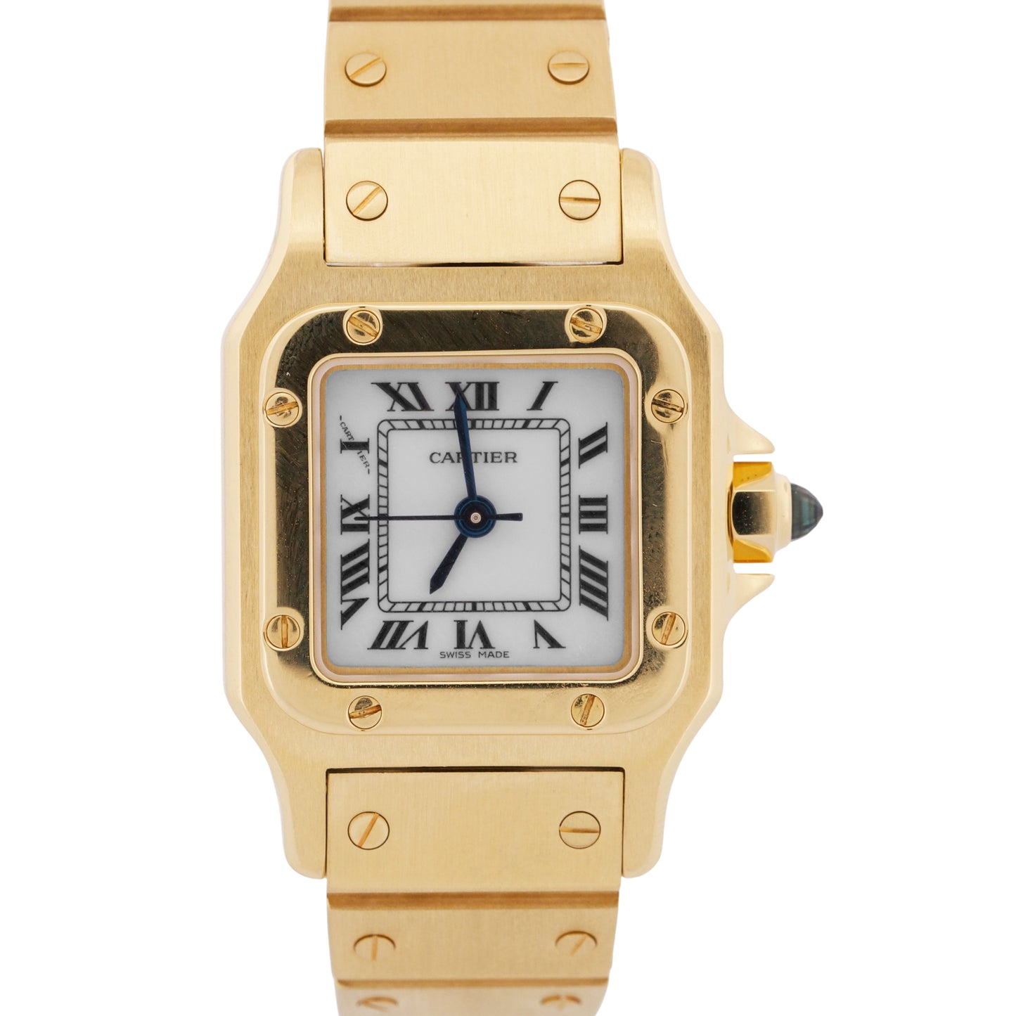 2025 SERVICE Cartier Santos Carree WHITE ROMAN 18k Gold Automatic 24mm 0901