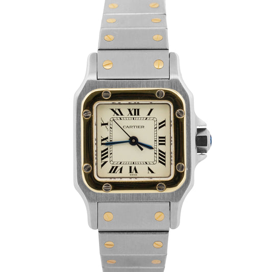 1995 PAPERS Ladies Cartier Santos IVORY ROMAN 18K Steel AUTOMATIC 24mm 0902 BOX