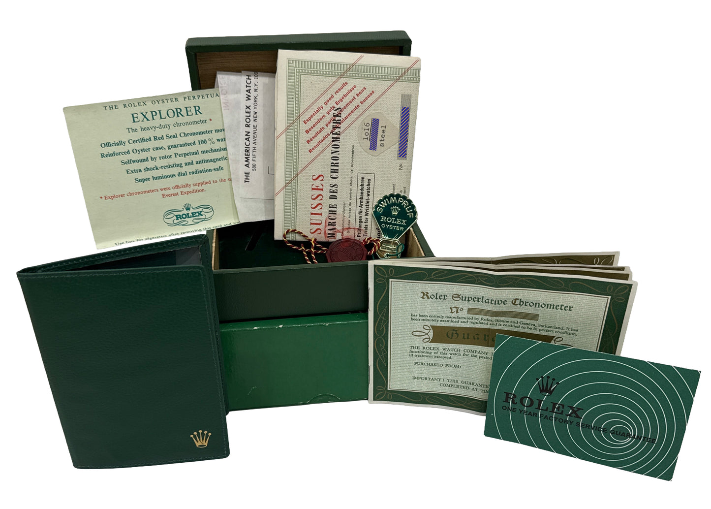 VINTAGE 1964 PAPERS Rolex Explorer BLACK Stainless Steel Oyster 36mm 1016 BOX