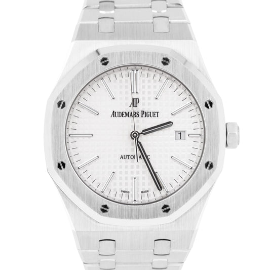 MINT Audemars Piguet Royal Oak White Steel 41mm Watch 15400ST.OO.1220ST.02