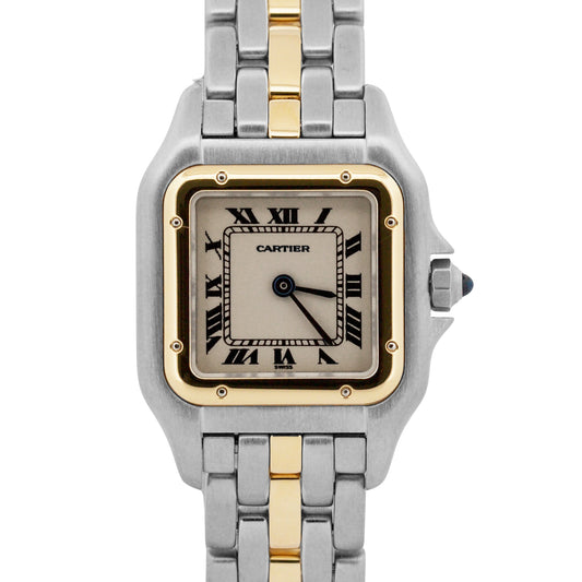 Ladies Cartier Panthere Small ONE ROW 18K Steel 22mm Quartz 1057917 W25029B5