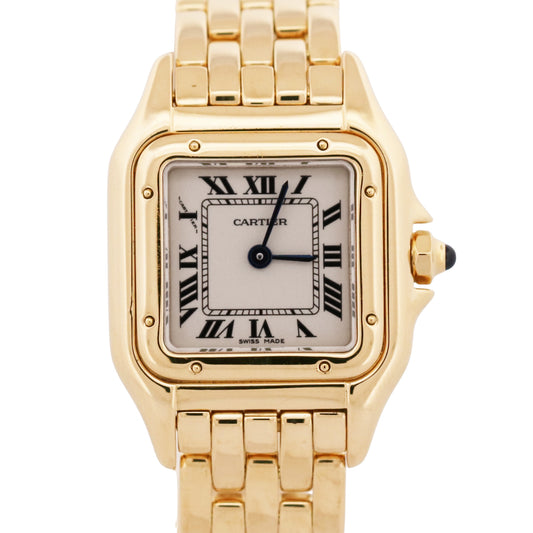 Ladies Cartier Panthere IVORY ROMAN Small 18K Yellow Gold 22mm Quartz 107000M