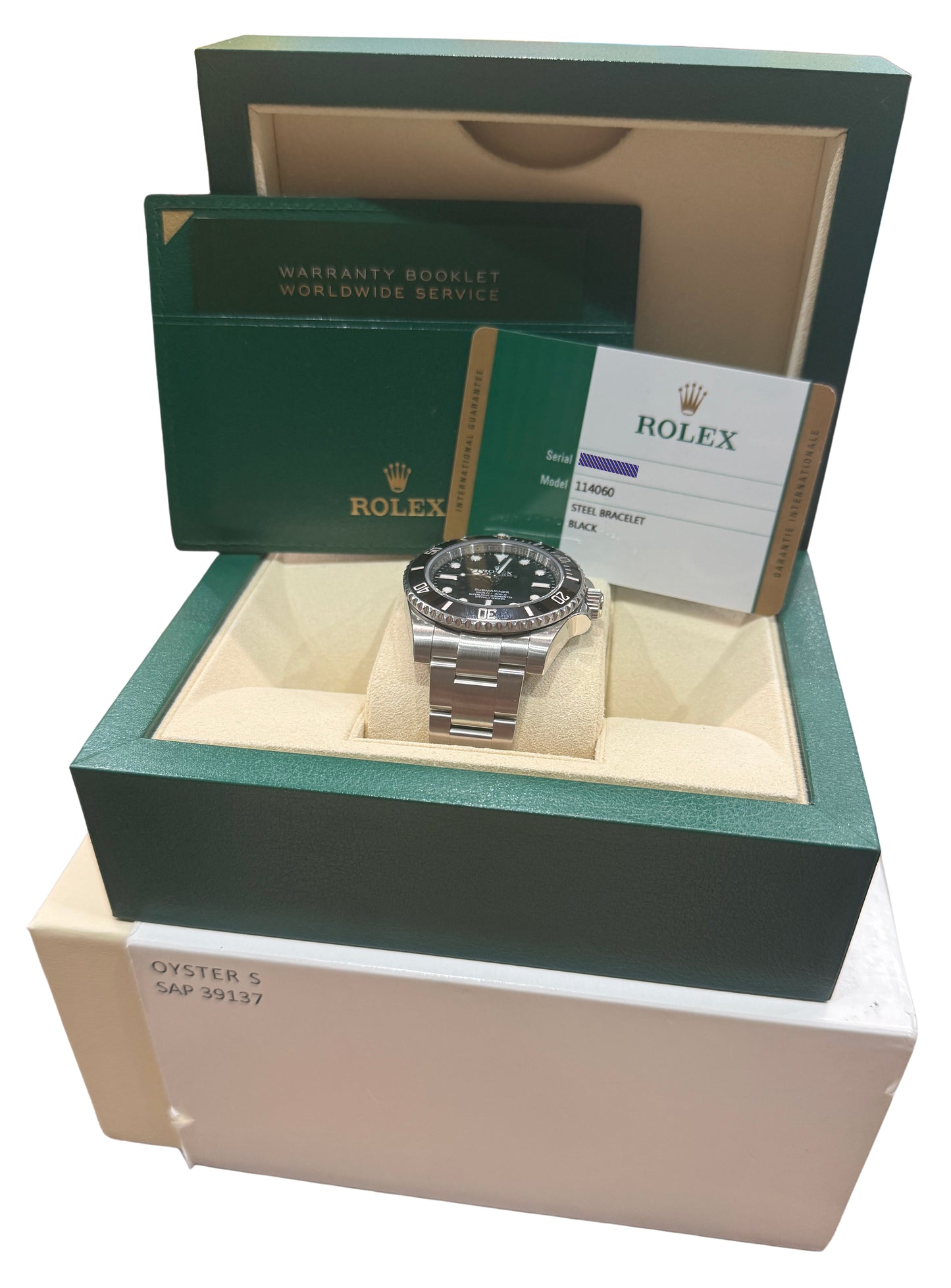 2017 PAPERS Rolex Submariner No-Date 40mm BLACK Ceramic Steel 114060 LN BOX