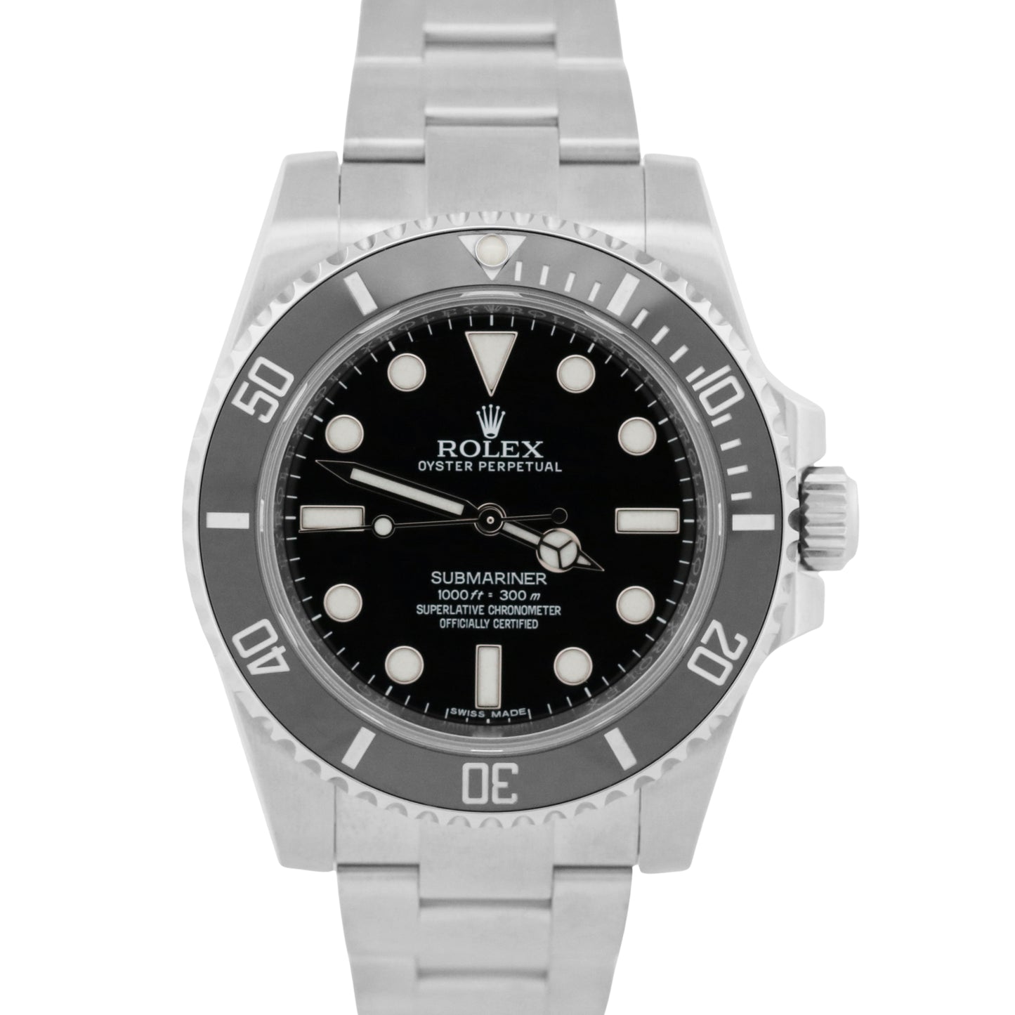 PAPERS Rolex Submariner No-Date Steel 40mm BLACK Ceramic Steel Watch 114060 BOX