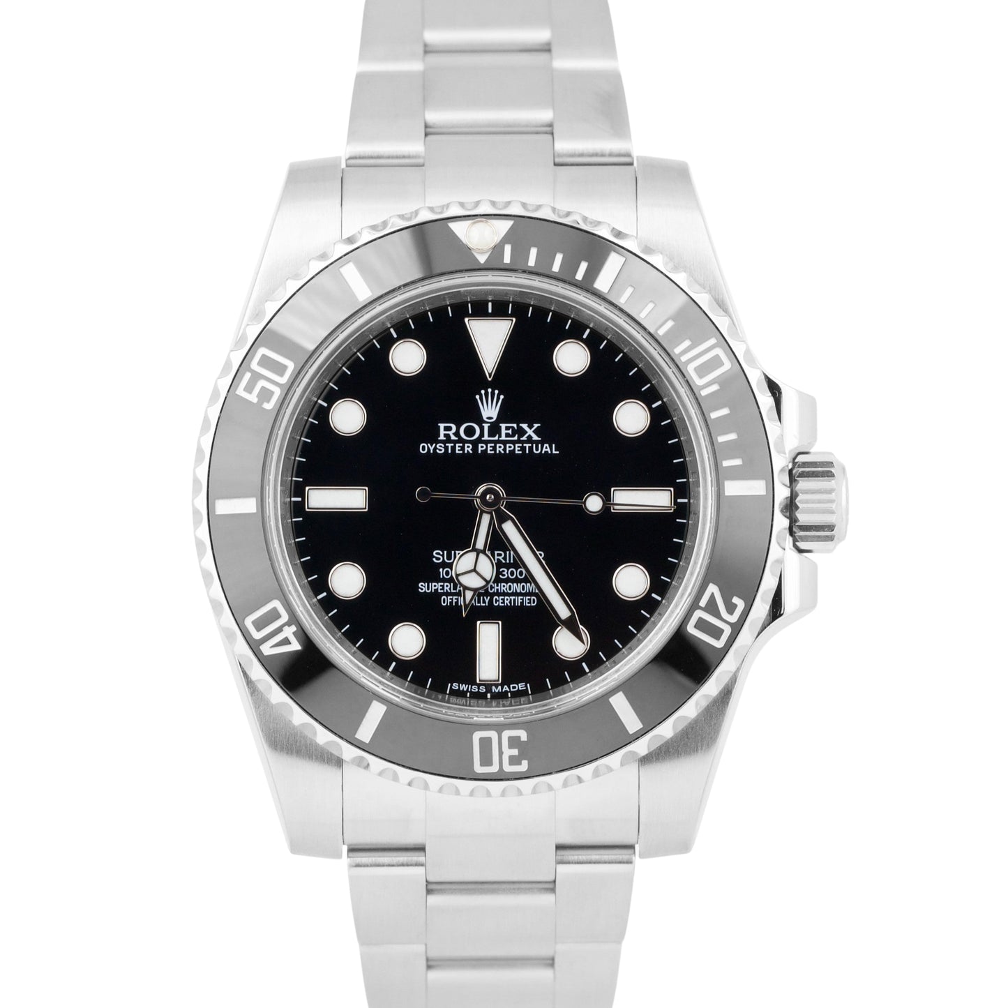 MINT PAPERS Rolex Submariner No-Date Black Ceramic Steel 114060 40mm Watch B+P