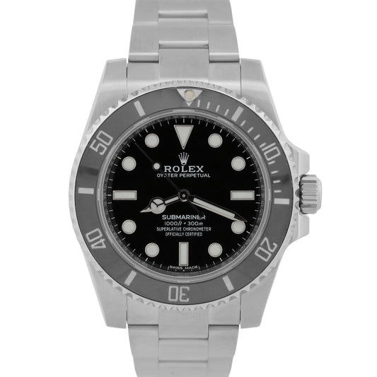 PAPERS Rolex Submariner No-Date Steel 40mm BLACK Ceramic Steel Watch 114060 BOX