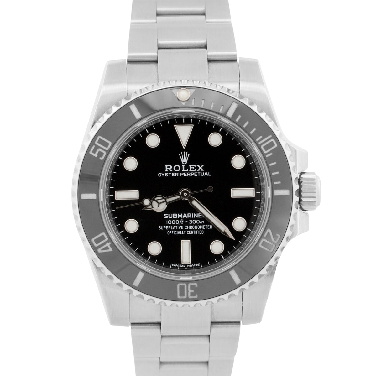 Rolex Submariner No-Date 114060 LN Ceramic 40mm Black Stainless Steel Watch