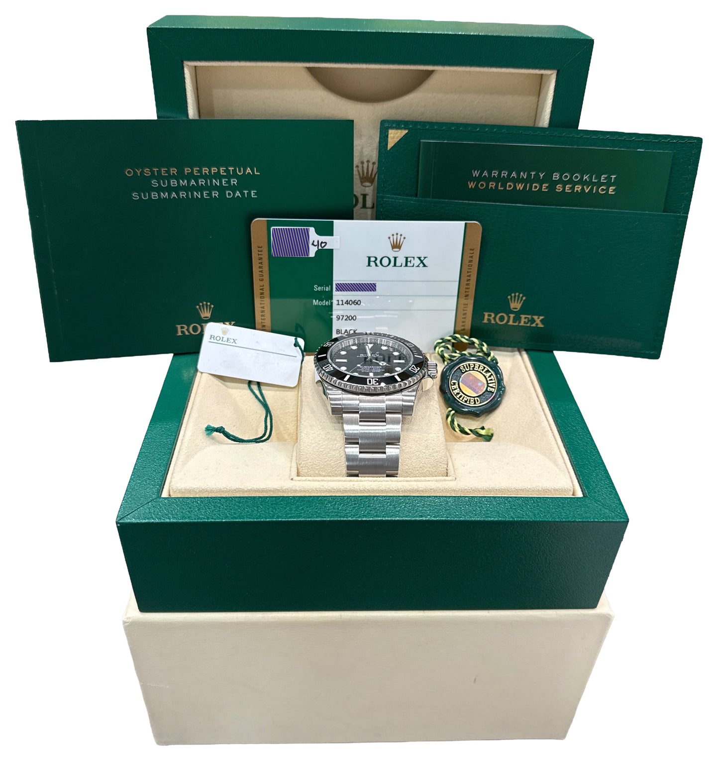 2018 PAPERS Rolex Submariner No-Date 40mm BLACK Ceramic Steel 114060 LN BOX