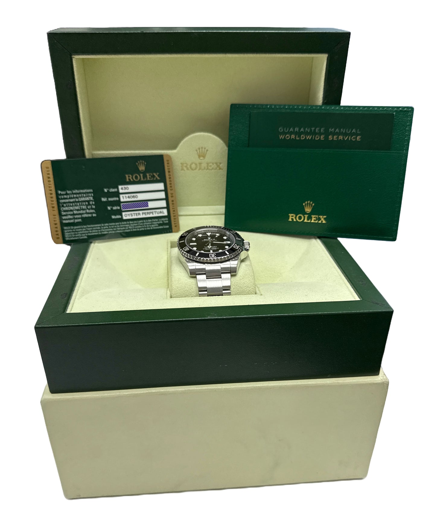 PAPERS Rolex Submariner No-Date Steel 40mm Black Ceramic Steel Watch 114060 BOX