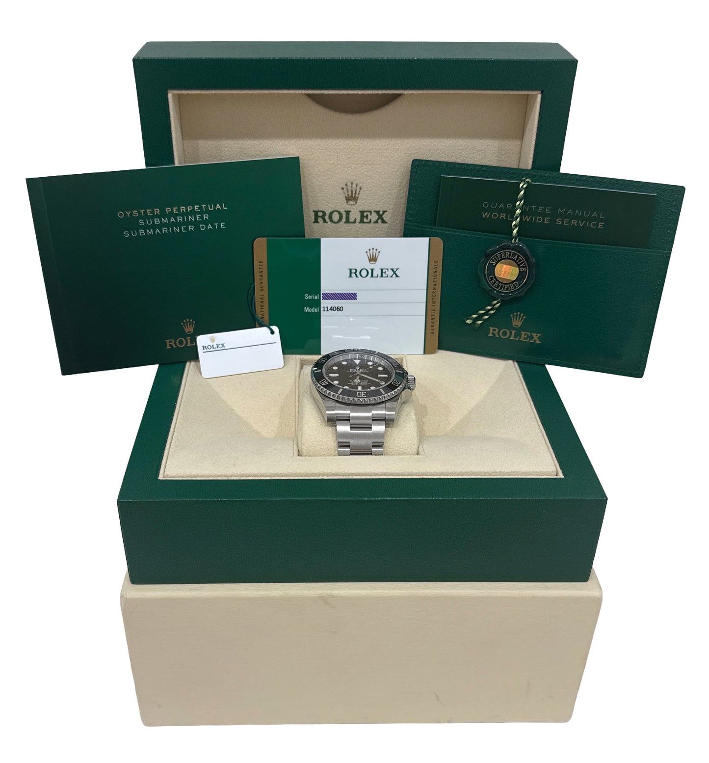 2017 PAPERS Rolex Submariner No-Date 40mm BLACK Ceramic Steel 114060 LN BOX