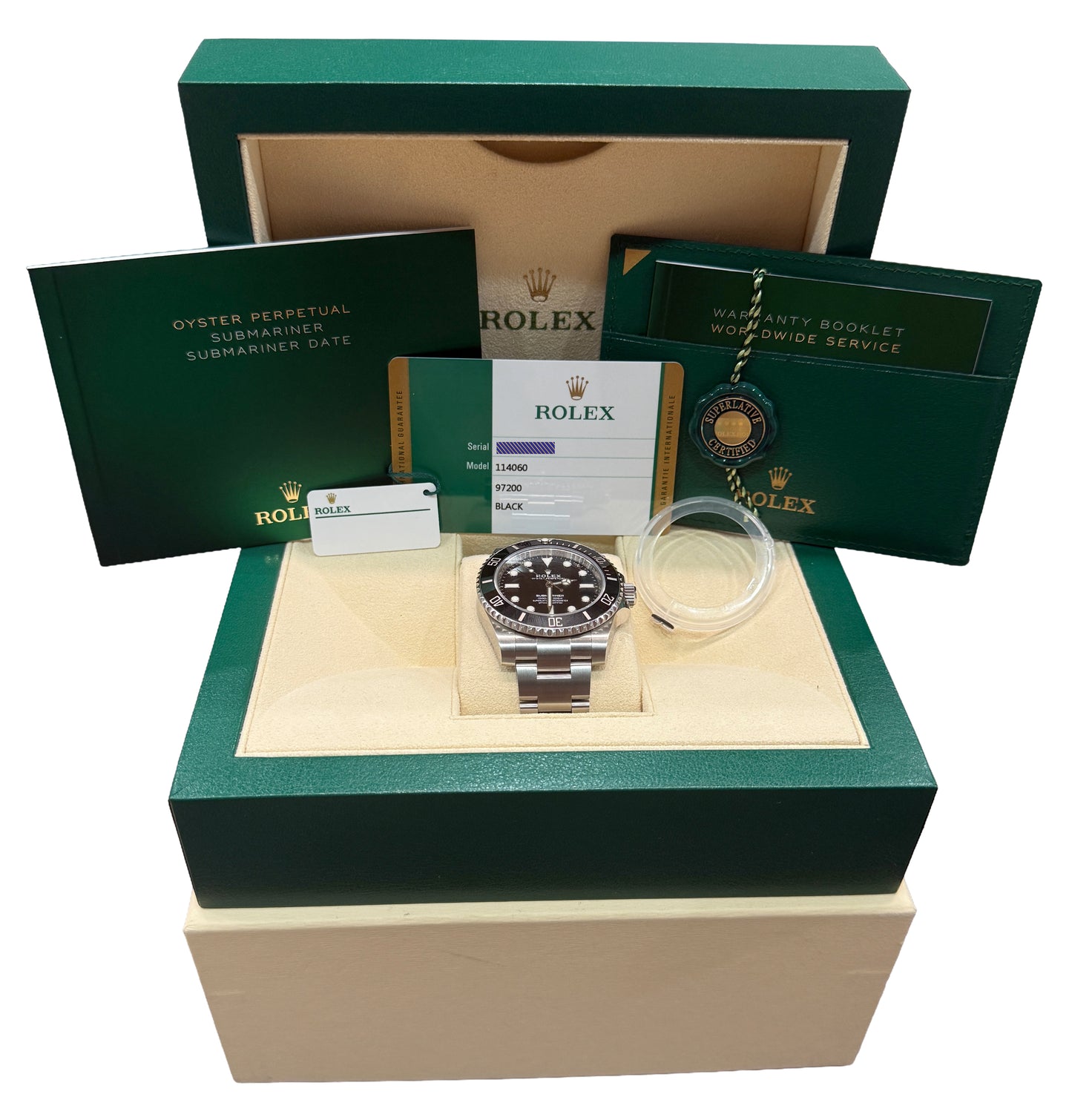 2019 PAPERS Rolex Submariner No-Date 40mm BLACK Ceramic Steel 114060 LN BOX