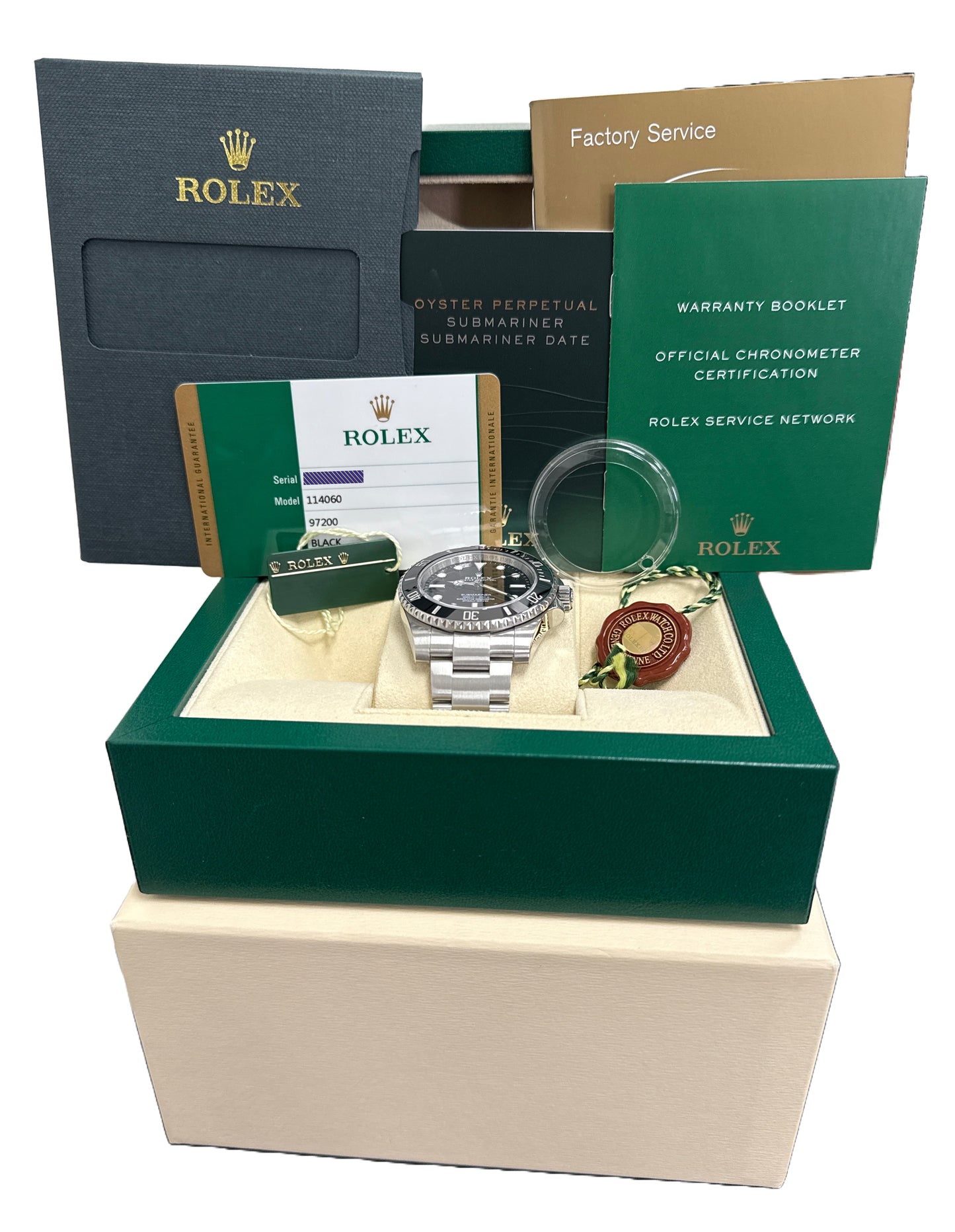 MINT PAPERS Rolex Submariner No-Date 114060 BLACK Ceramic 40mm Steel Watch BOX