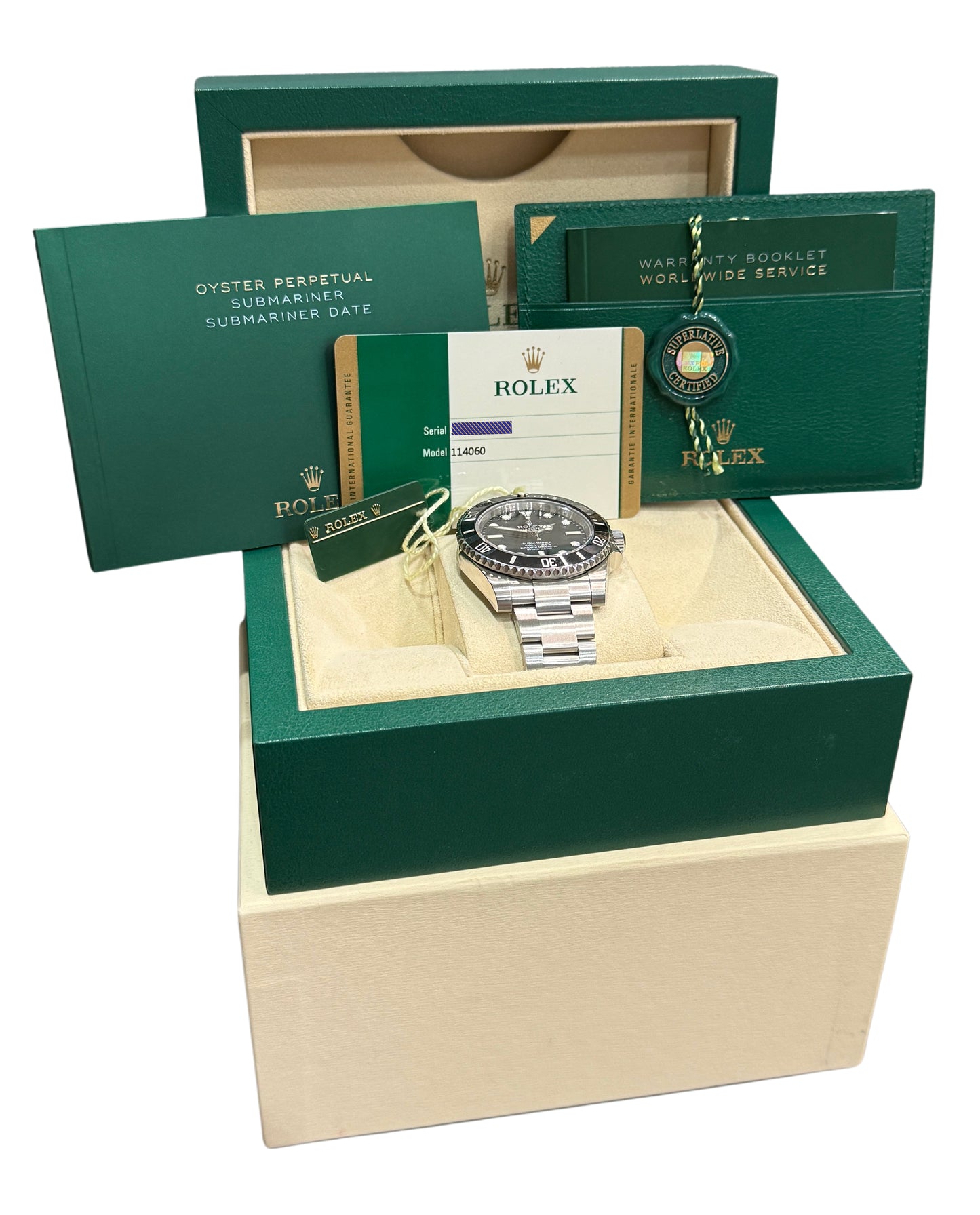 2015 Rolex Submariner No-Date 114060 LN 40mm Black Ceramic Steel Box Papers