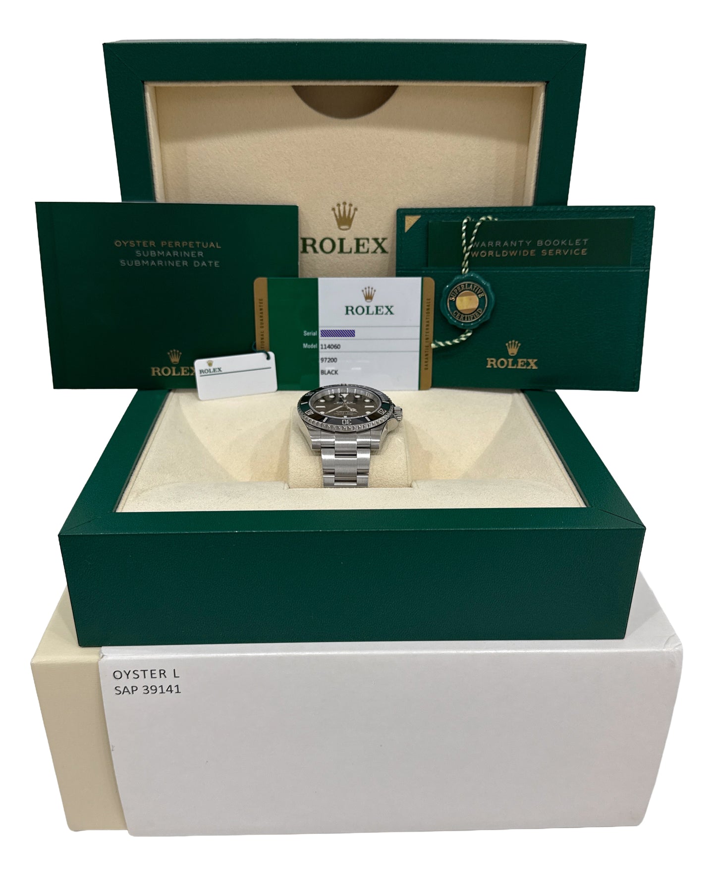 2019 PAPERS Rolex Submariner No-Date 40mm BLACK Ceramic Stainless 114060 LN BOX