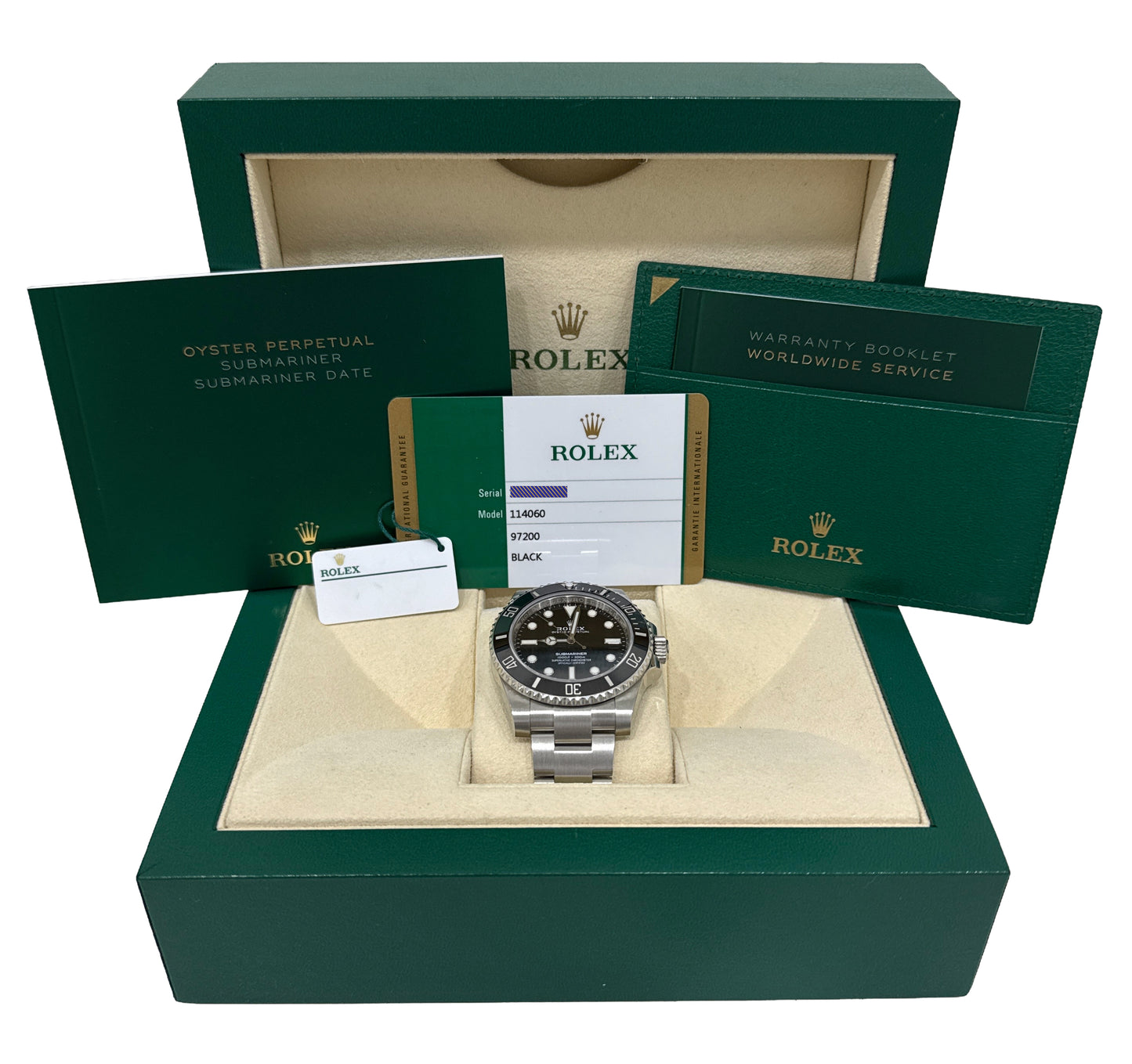 2020 PAPERS Rolex Submariner No-Date 40mm BLACK Ceramic Steel 114060 LN BOX