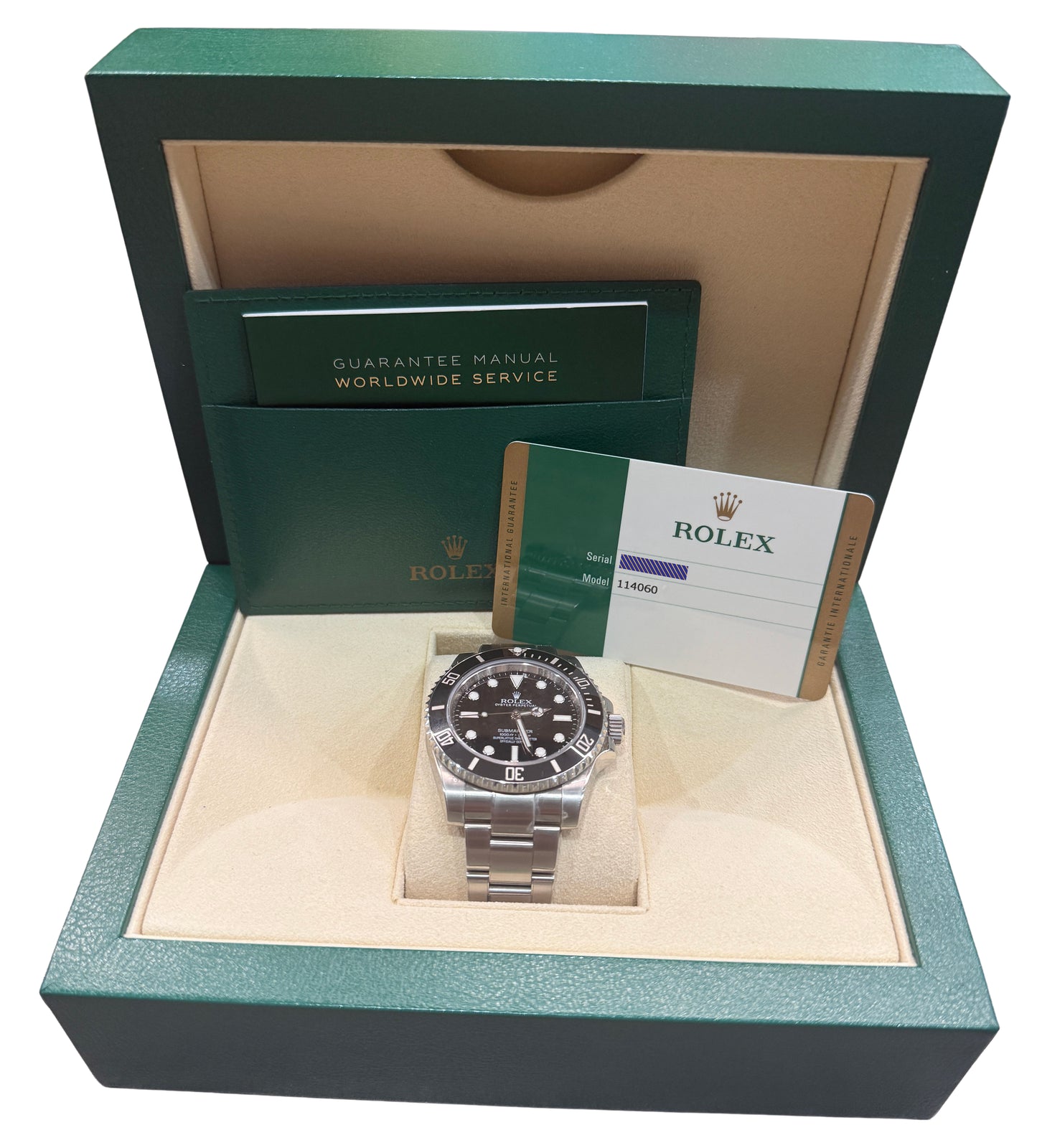 2017 PAPERS Rolex Submariner No-Date 40mm BLACK Ceramic Steel 114060 LN BOX