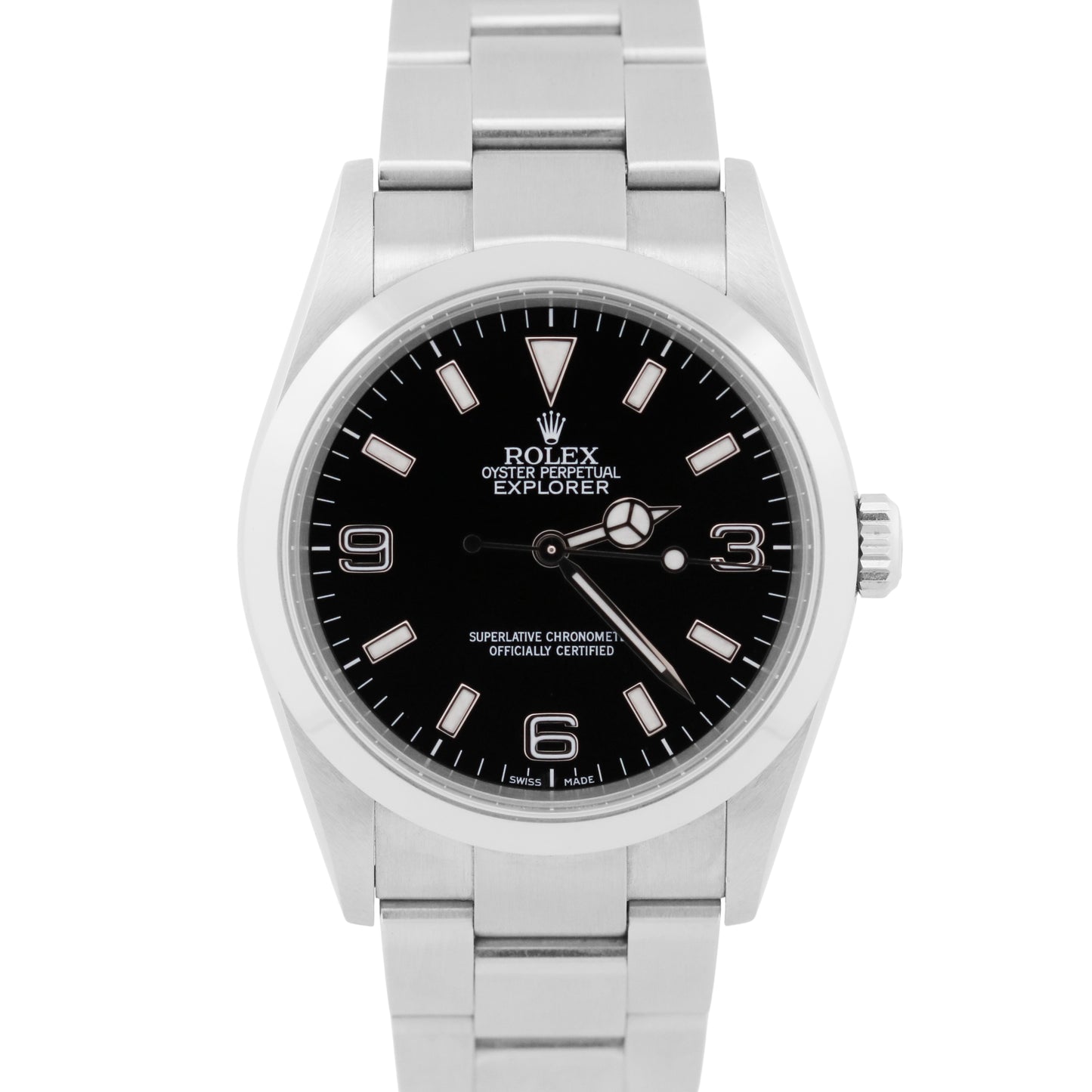 Rolex Explorer 114270 Black 36mm 3-6-9 Stainless Steel No-Holes Oyster Watch