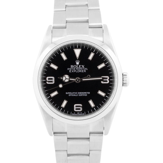 PAPERS Rolex Explorer I Black 36mm 3-6-9 Stainless Steel Oyster MK1 114270 BOX