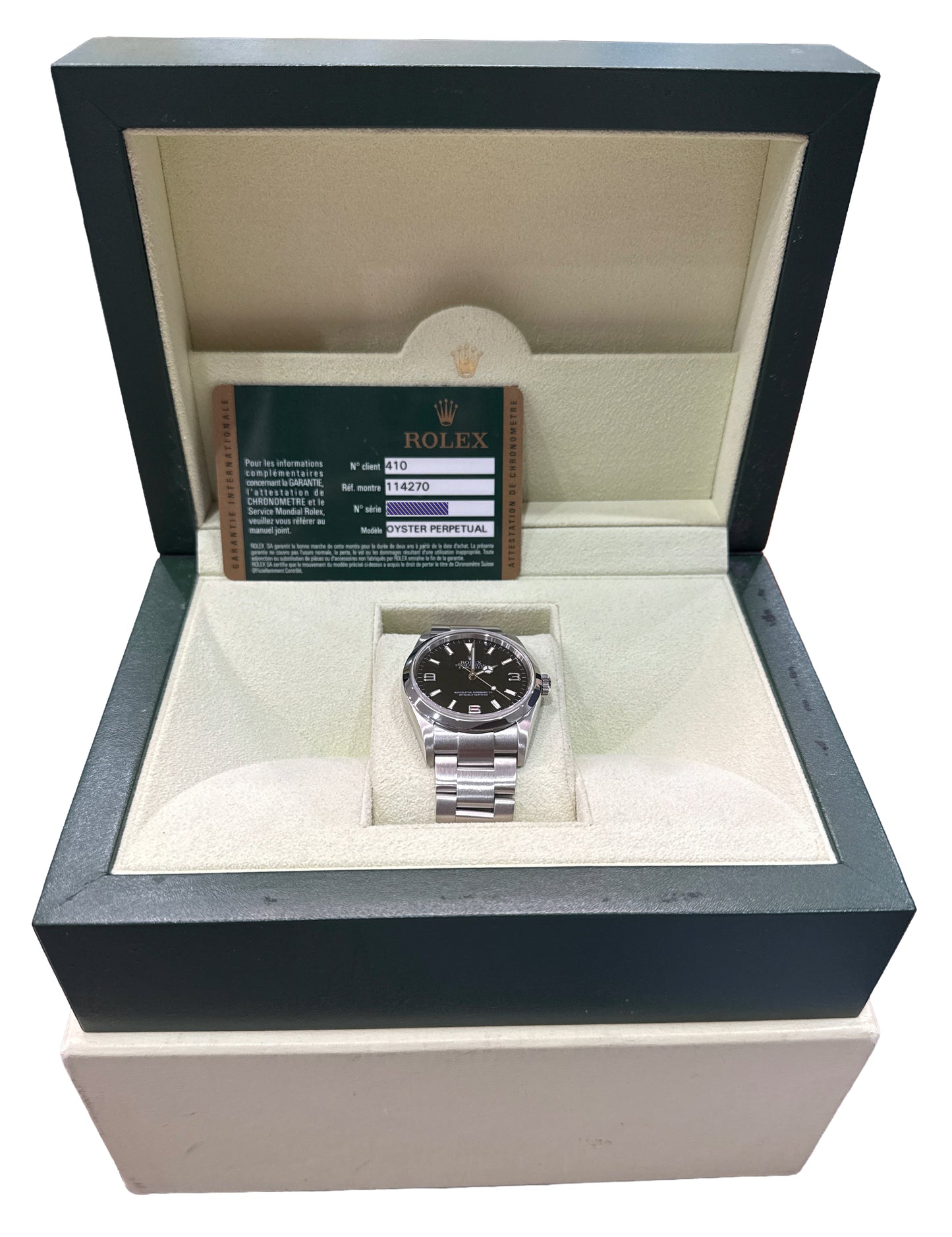 2007 PAPERS Rolex Explorer I BLACK 36mm 3-6-9 Stainless Steel Oyster 114270 BOX
